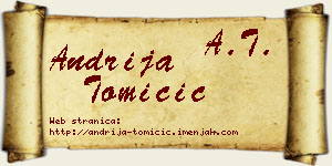 Andrija Tomičić vizit kartica